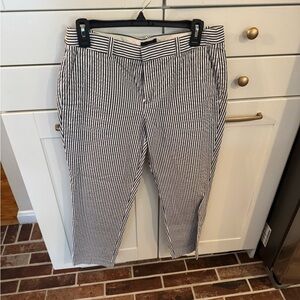 J. Crew women's navy and White Striped Chinos